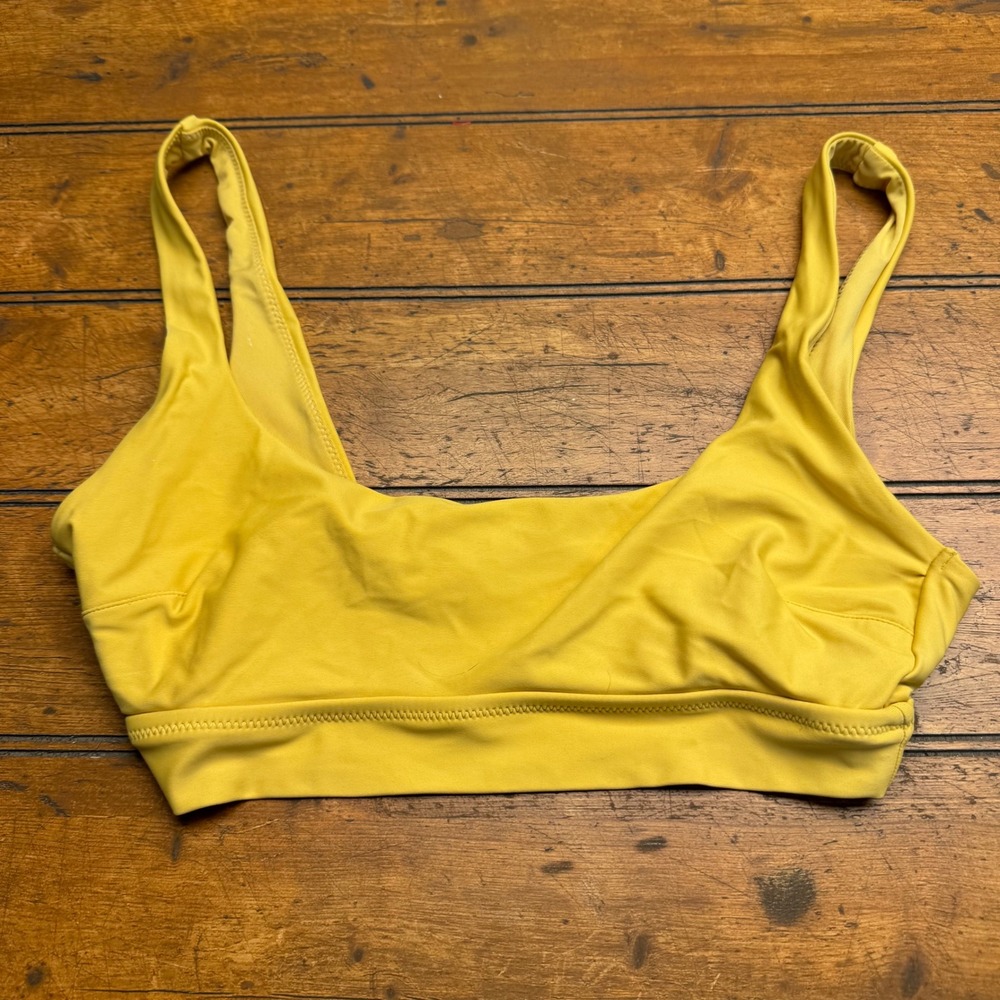 Aerie Scoop Neck Bikini Top Yellow‎ Reversible Size S P Swimwear